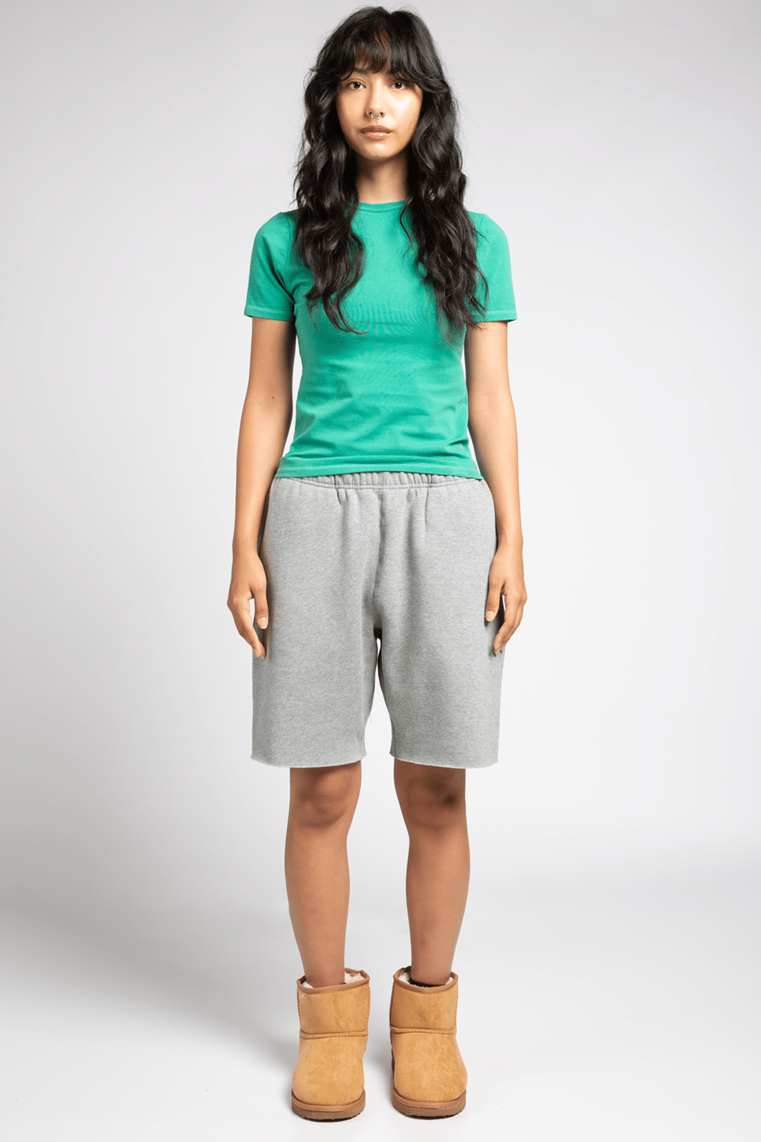 MADE Bodycon Tee Faded Shamrock Green Stretch Cotton Blend