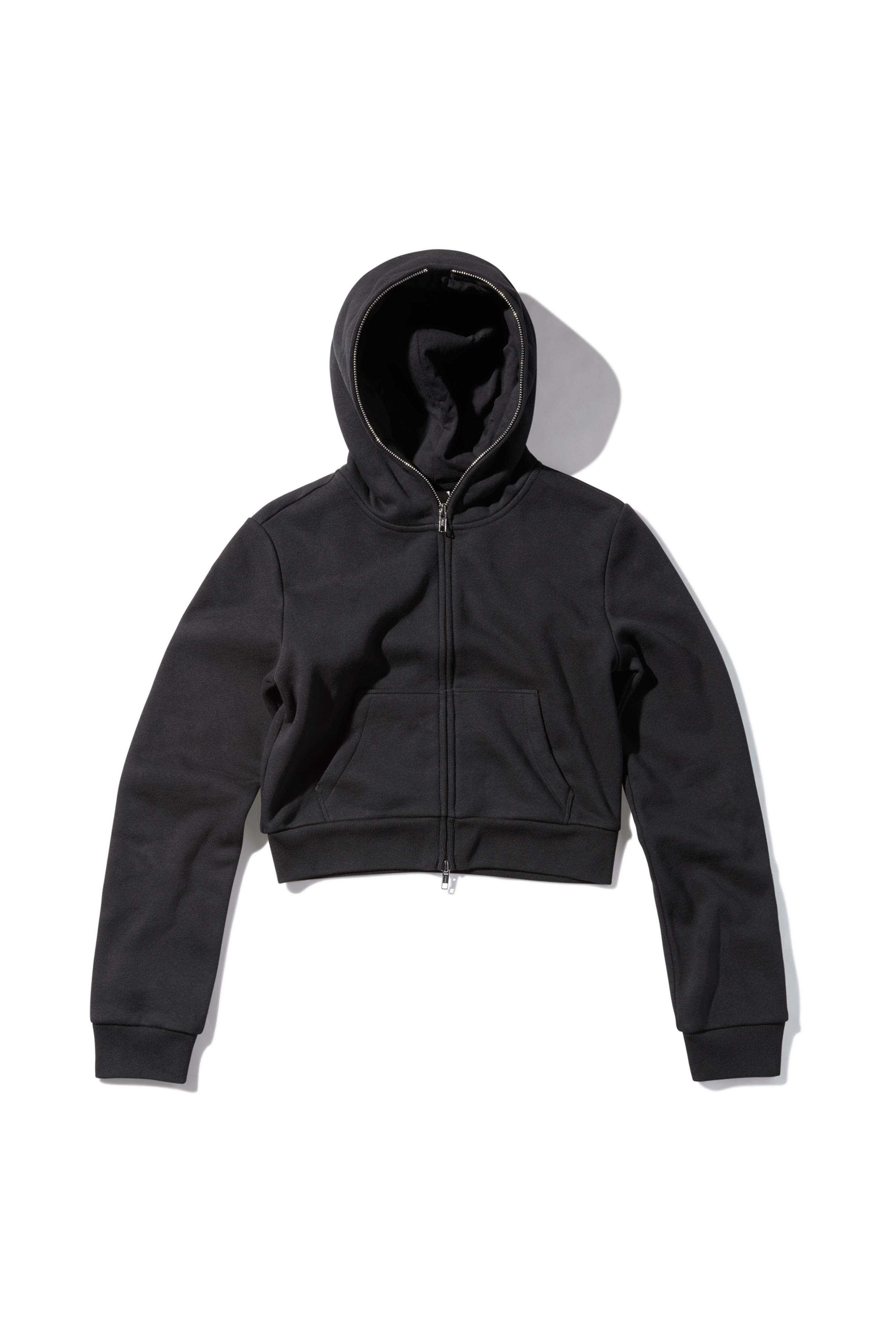 Phantom Black Cropped Full-Zip Body Bag Hoodie with YKK Zipper