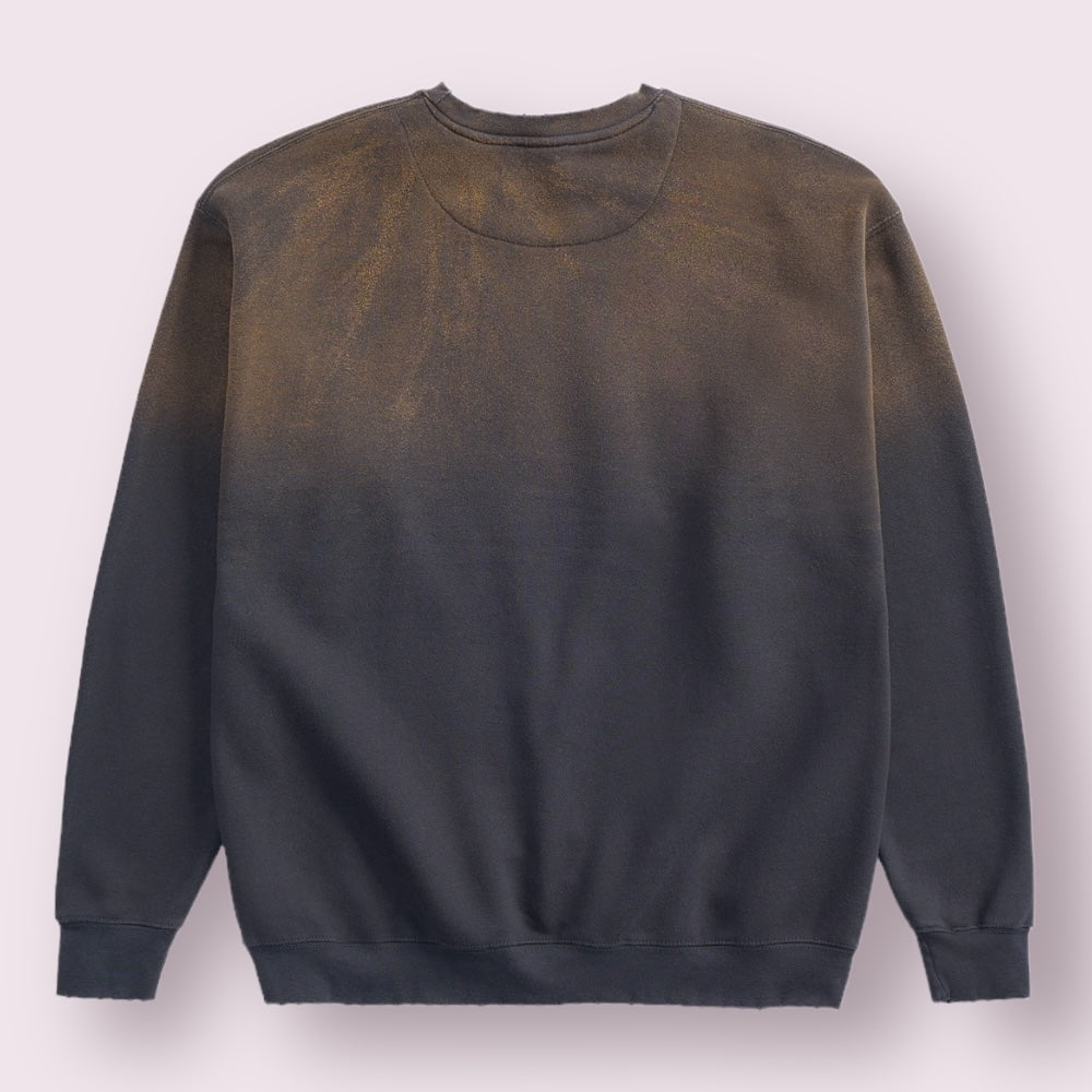 Heavyweight Sun Dried Crewneck Sweatshirt Distressed Angels Hand Sprayed LA