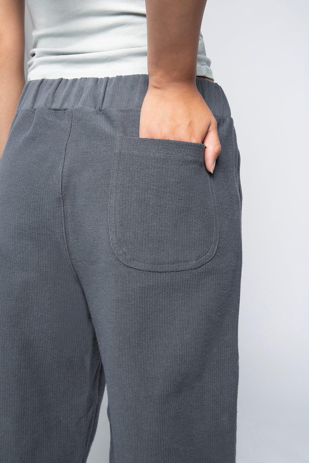 Men's Freshman Knit Corduroy Drawstring Pants with Hidden Zipper
