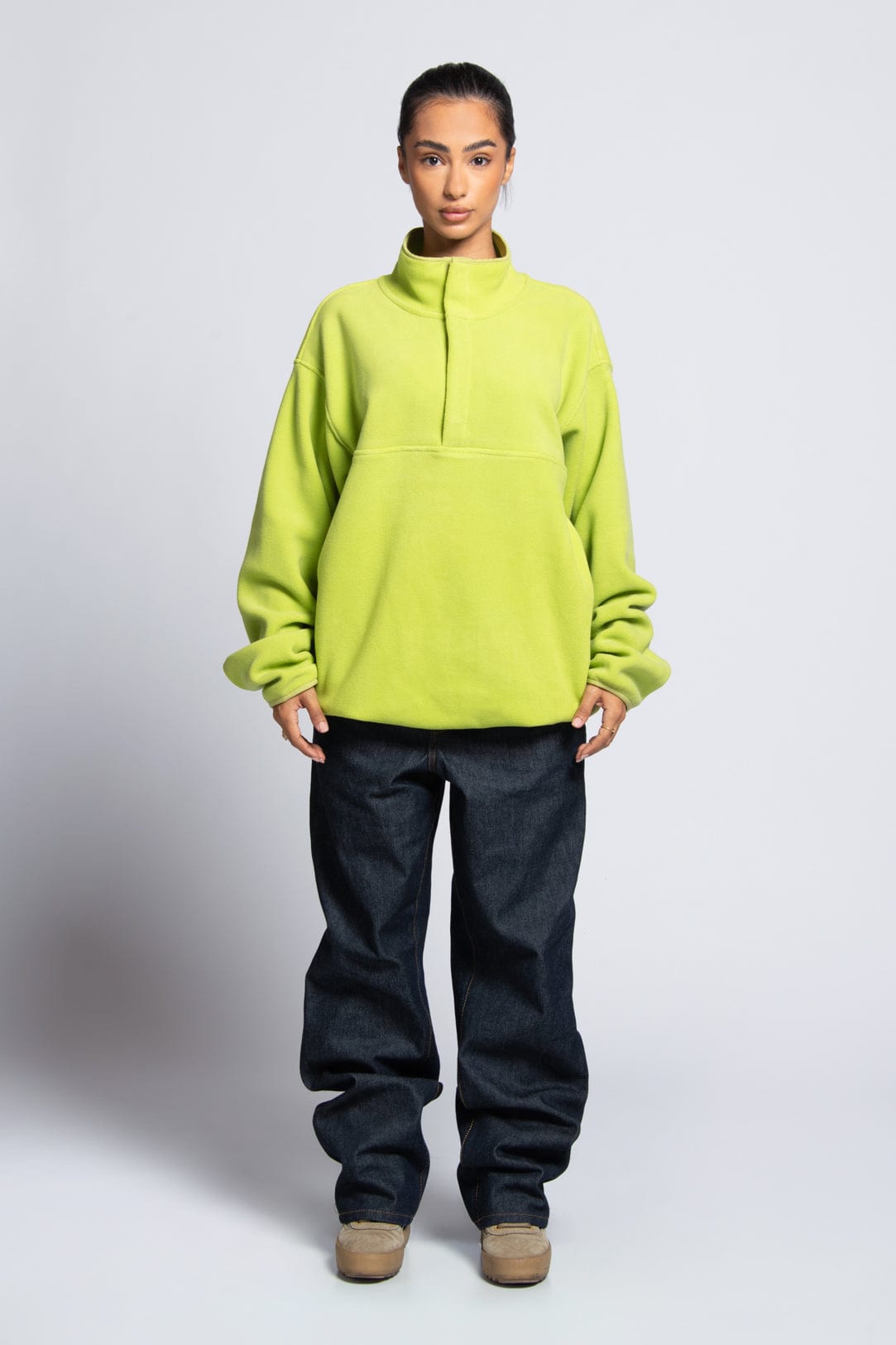 Insulated Polar Fleece Pullover with Hidden Snaps, Deep Pockets