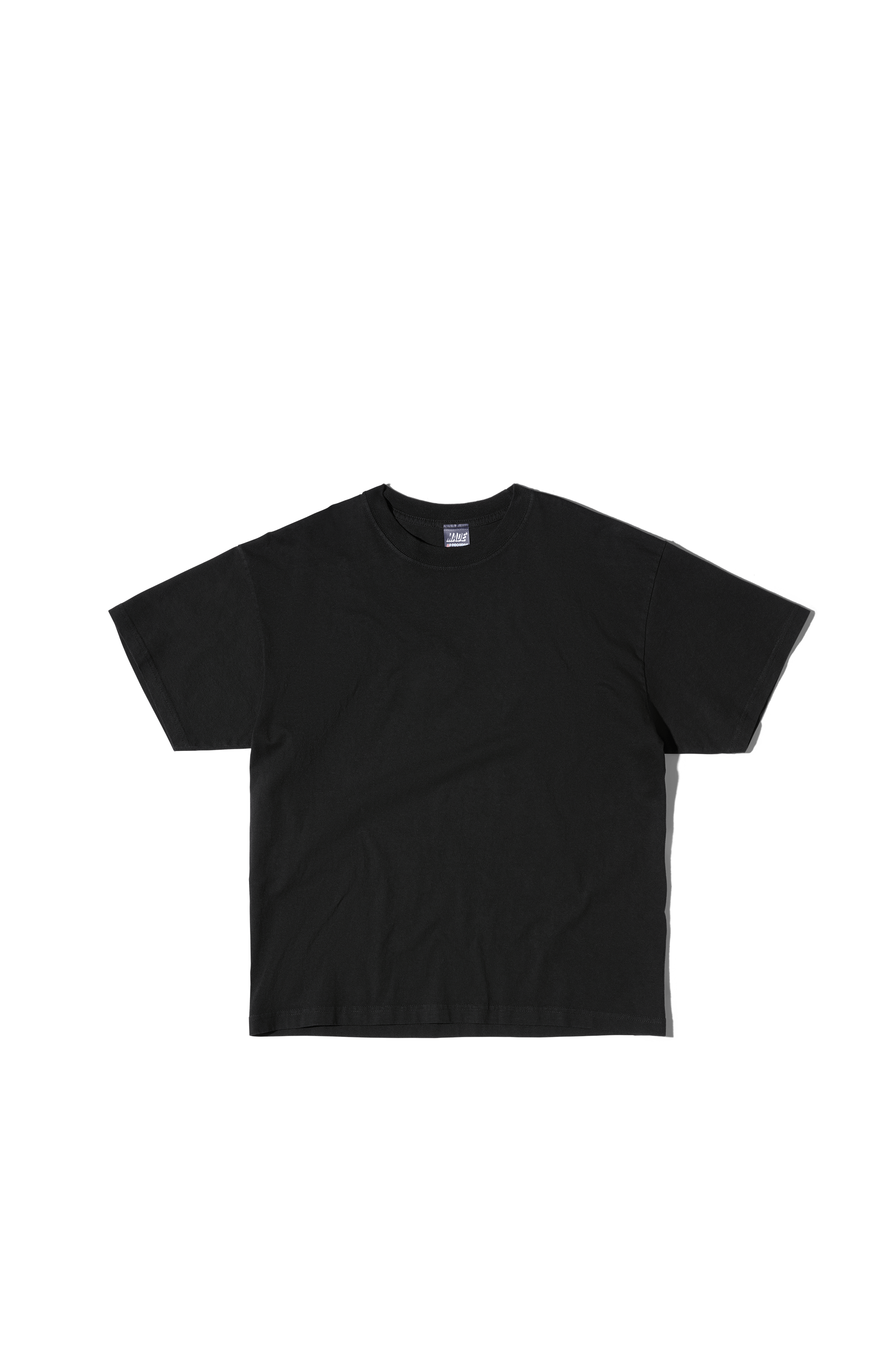 Honors Semi-Slub Cotton Boxy Cropped T-Shirt Black Thick Rib Collar