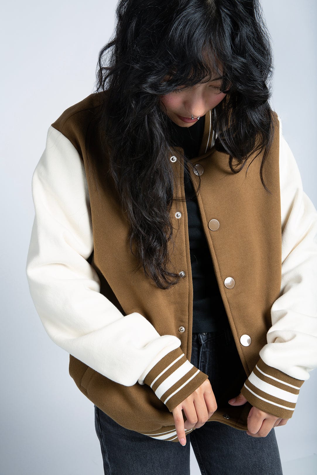 Vintage Cotton Letterman Jacket 16oz Almond Oil Sleeves Classic