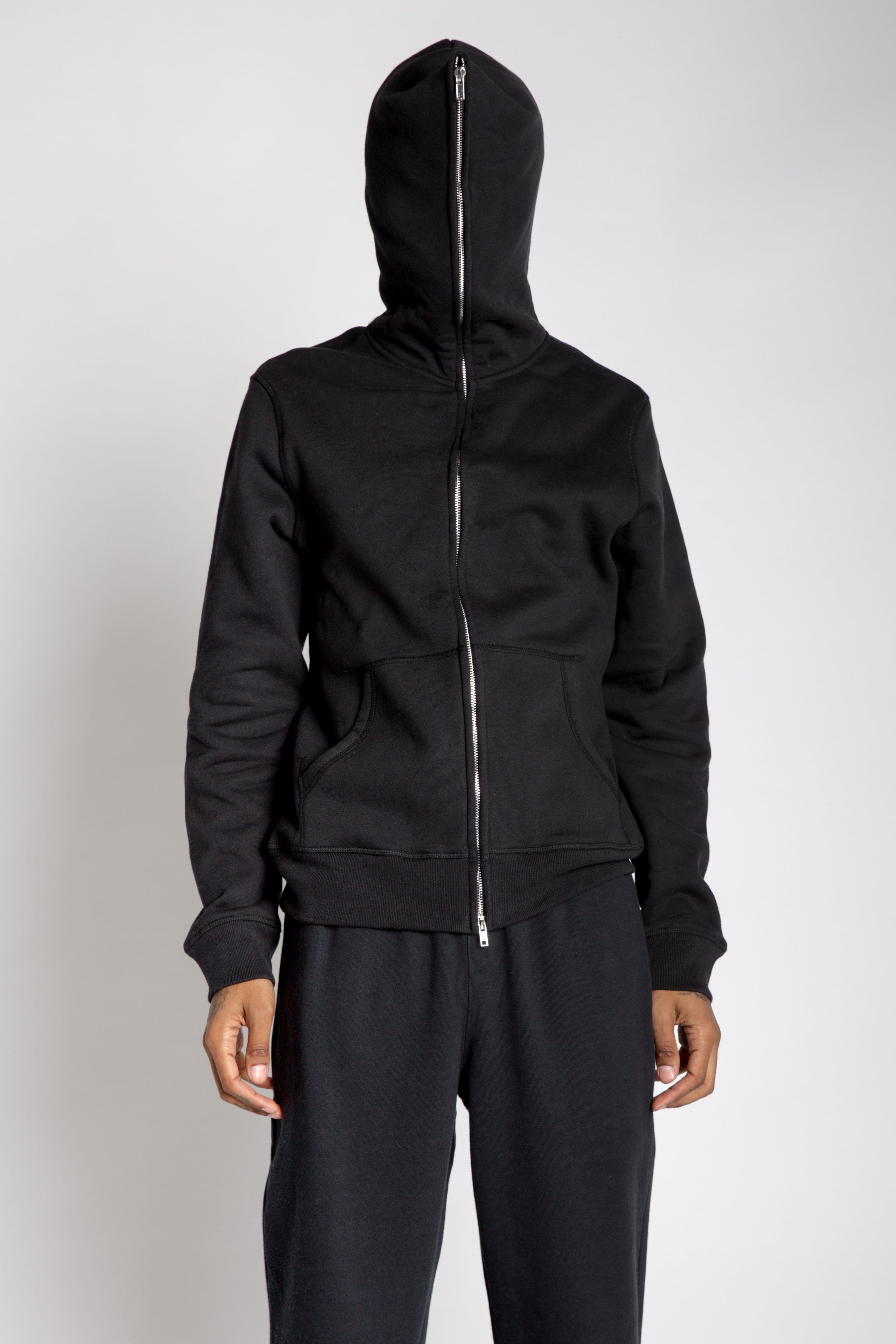 Full Zip Body Bag Hoodie Heavyweight Cotton-Blend Chrome Zipper