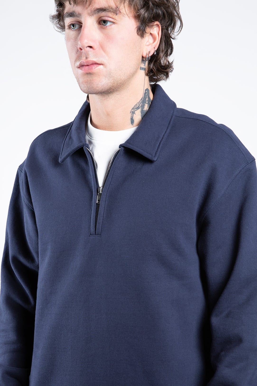 Heavyweight Organic Cotton Recess Polo Fleece Shirt with Quarter Zip