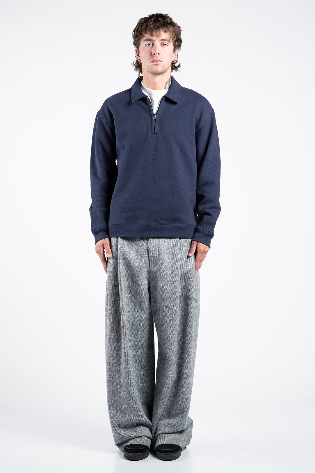 Heavyweight Organic Cotton Recess Polo Fleece Shirt with Quarter Zip