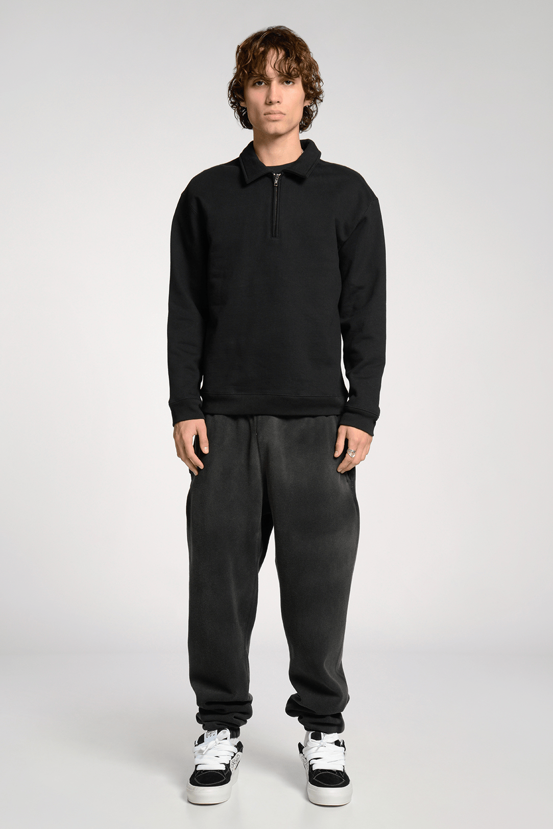 Heavyweight Organic Cotton Recess Polo Fleece Shirt with Quarter Zip
