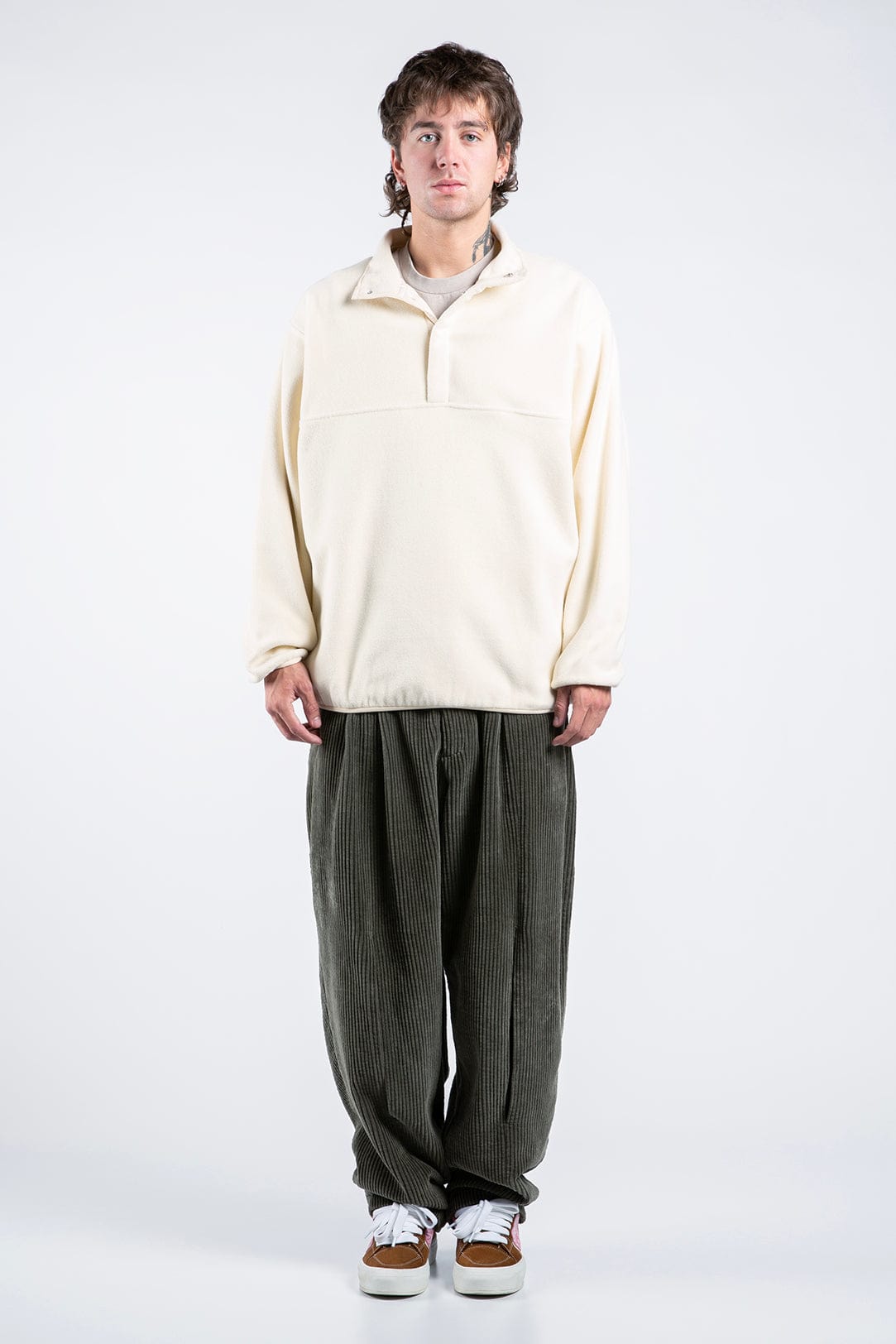 Insulated Polar Fleece Pullover with Hidden Snaps, Deep Pockets