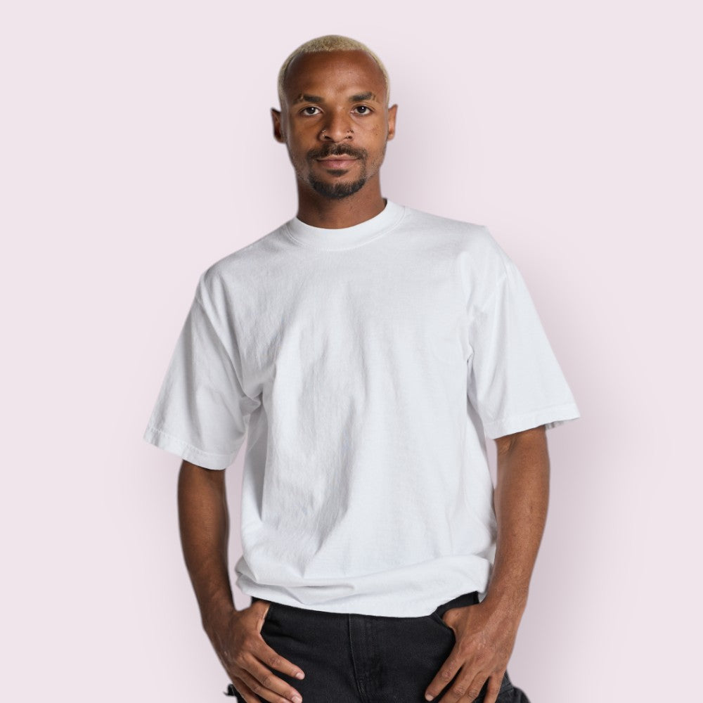 Unisex Heavyweight Garment-Dyed Cotton Tee High Rib Collar Shrink-Free