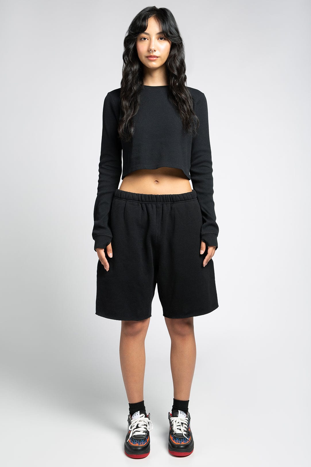 Varsity Mid-Length Sweatshorts with Zipped Pocket and Gusseted Fit