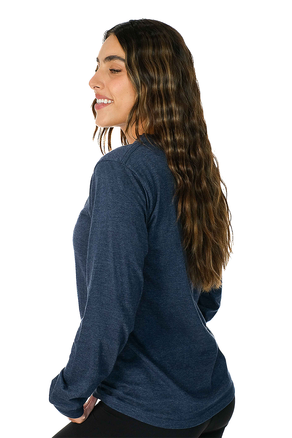 Premium Heather Long Sleeve Crew Neck Tee CVC Cotton-Poly Blend