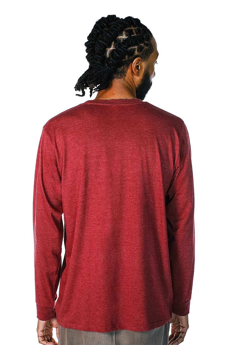 Premium Heather Long Sleeve Crew Neck Tee CVC Cotton-Poly Blend
