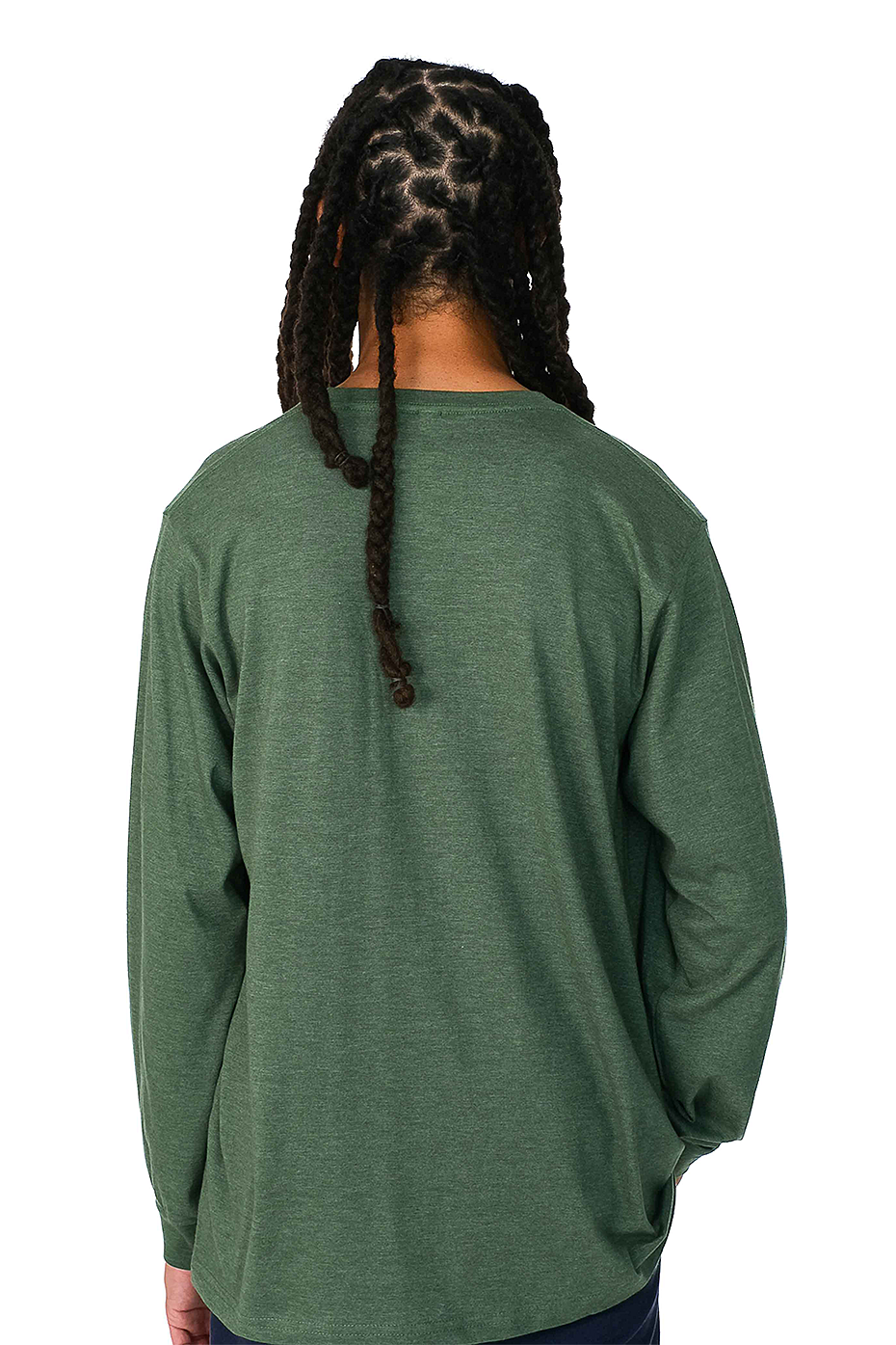 Premium Heather Long Sleeve Crew Neck Tee CVC Cotton-Poly Blend
