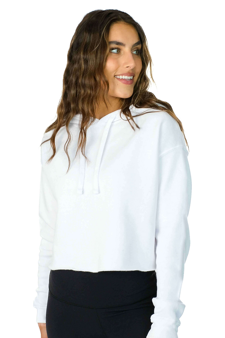 Women's Cropped Terry Fleece Hoodie 60% Cotton 40% Polyester