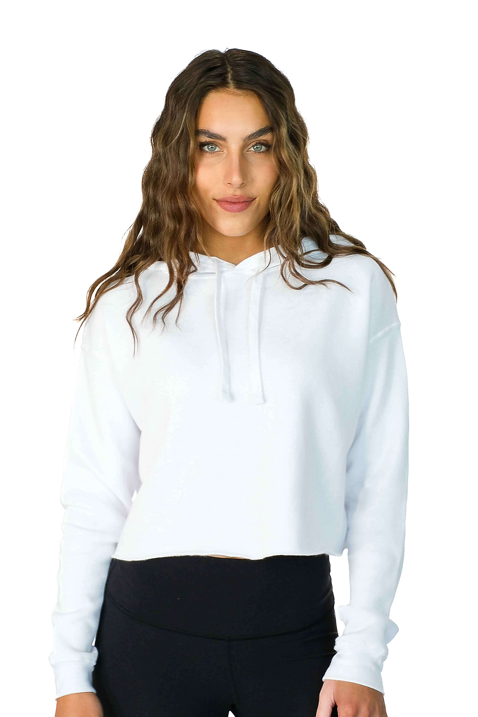 Women's Cropped Terry Fleece Hoodie 60% Cotton 40% Polyester