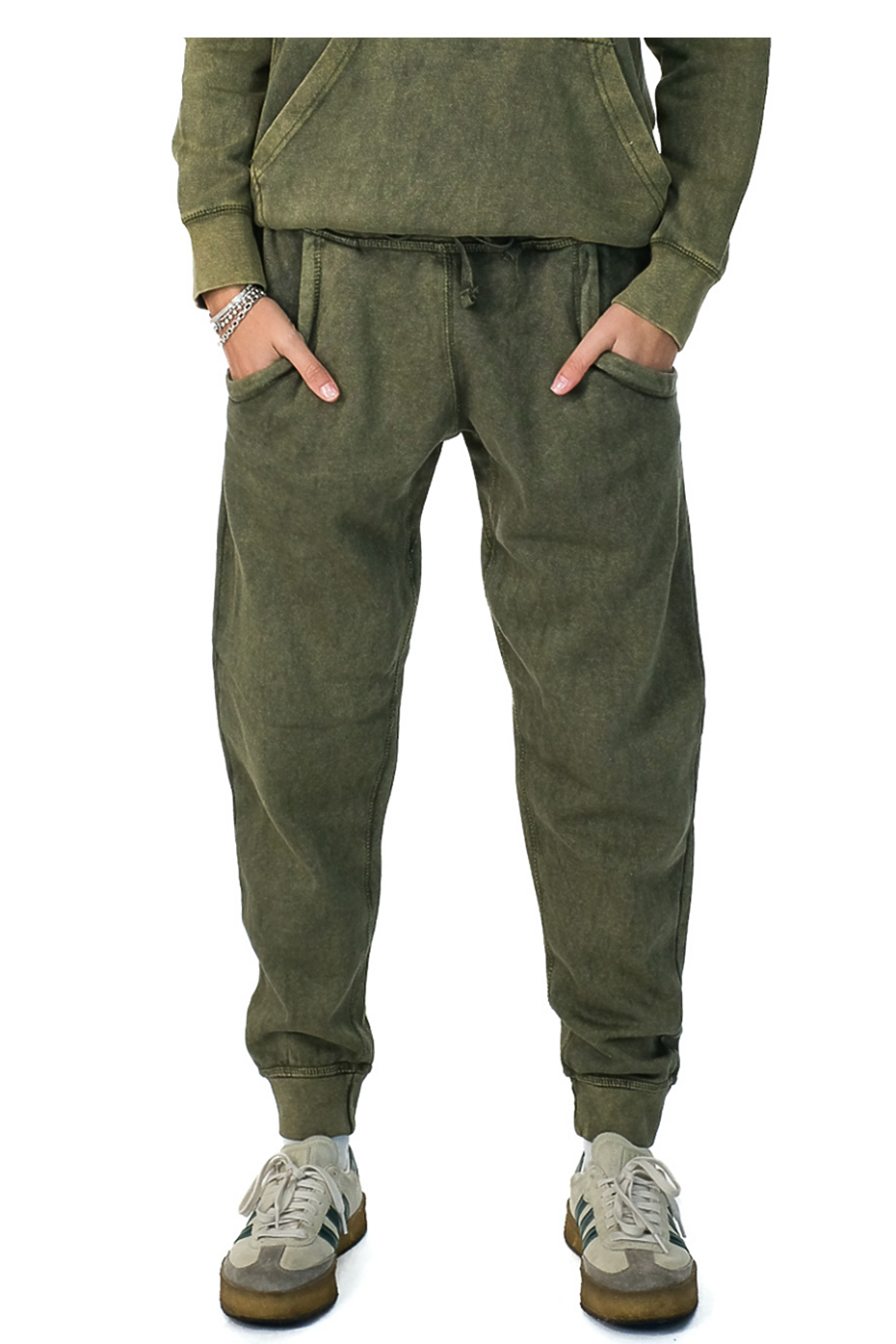 Vintage Mineral Washed Men's Jogger Pants - Soft Fleece Comfort