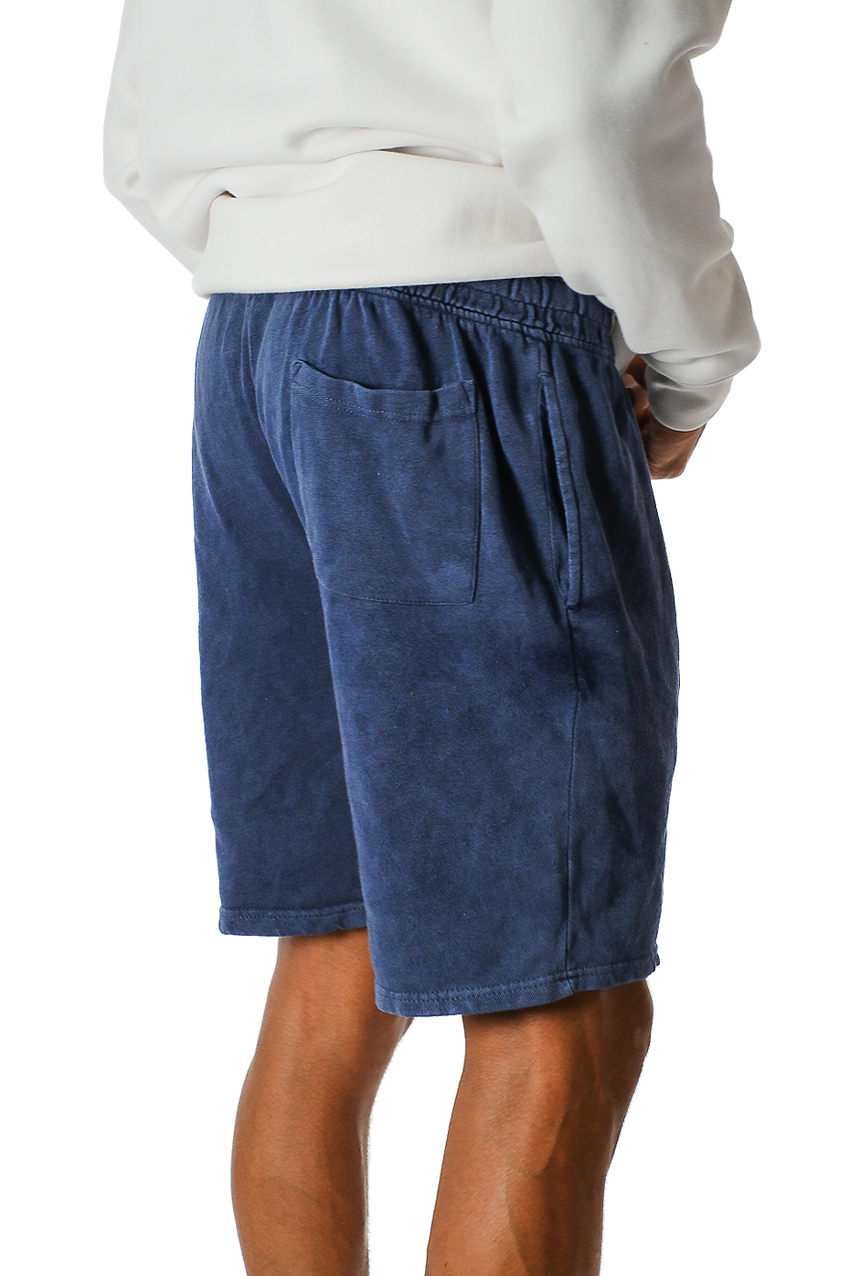 Vintage Mineral Washed Fleece Shorts Soft Cotton Blend Elastic Waistband