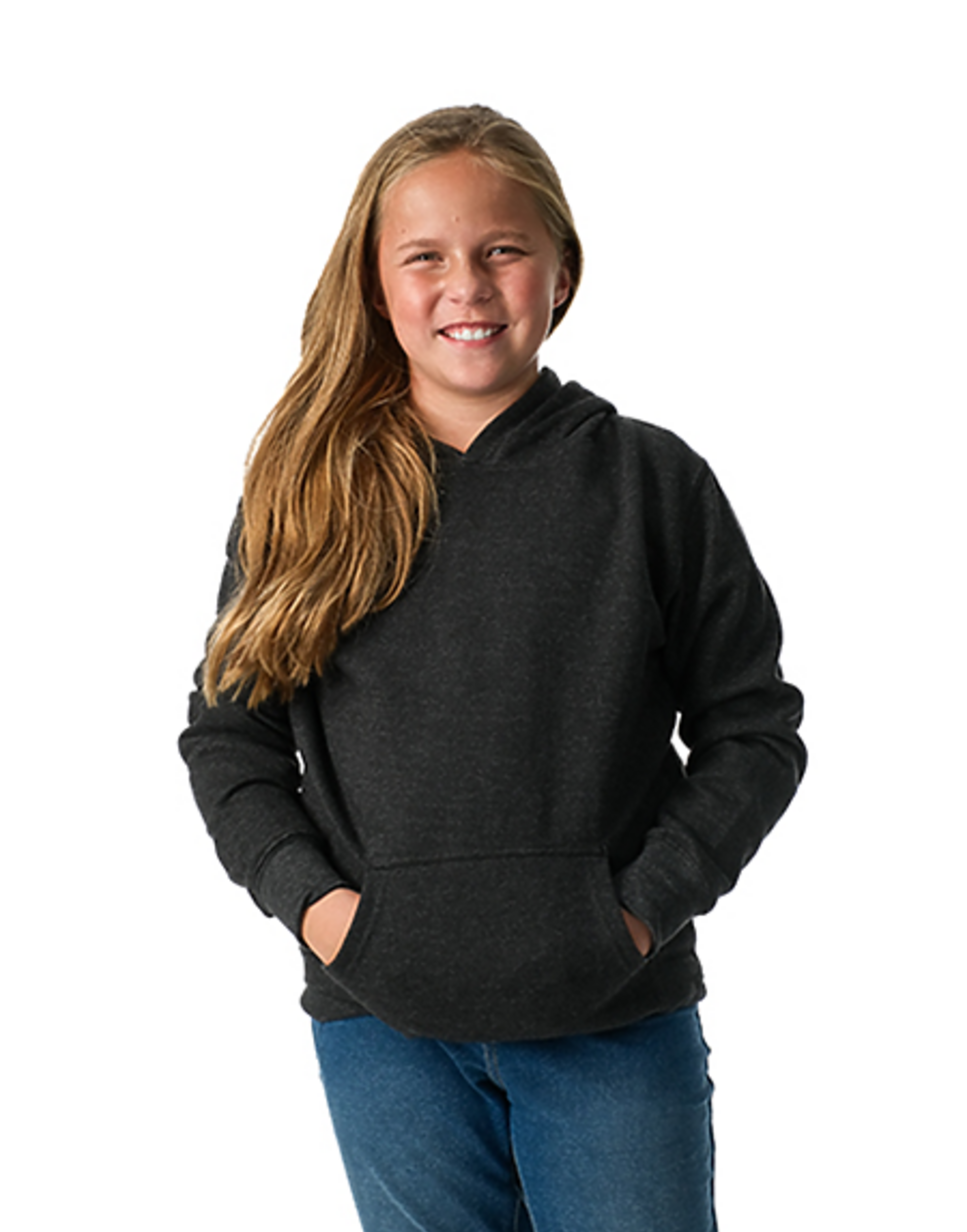 Youth Classic Pullover Hoodie Cotton-Poly Fleece Jersey-Lined Kangaroo Pocket