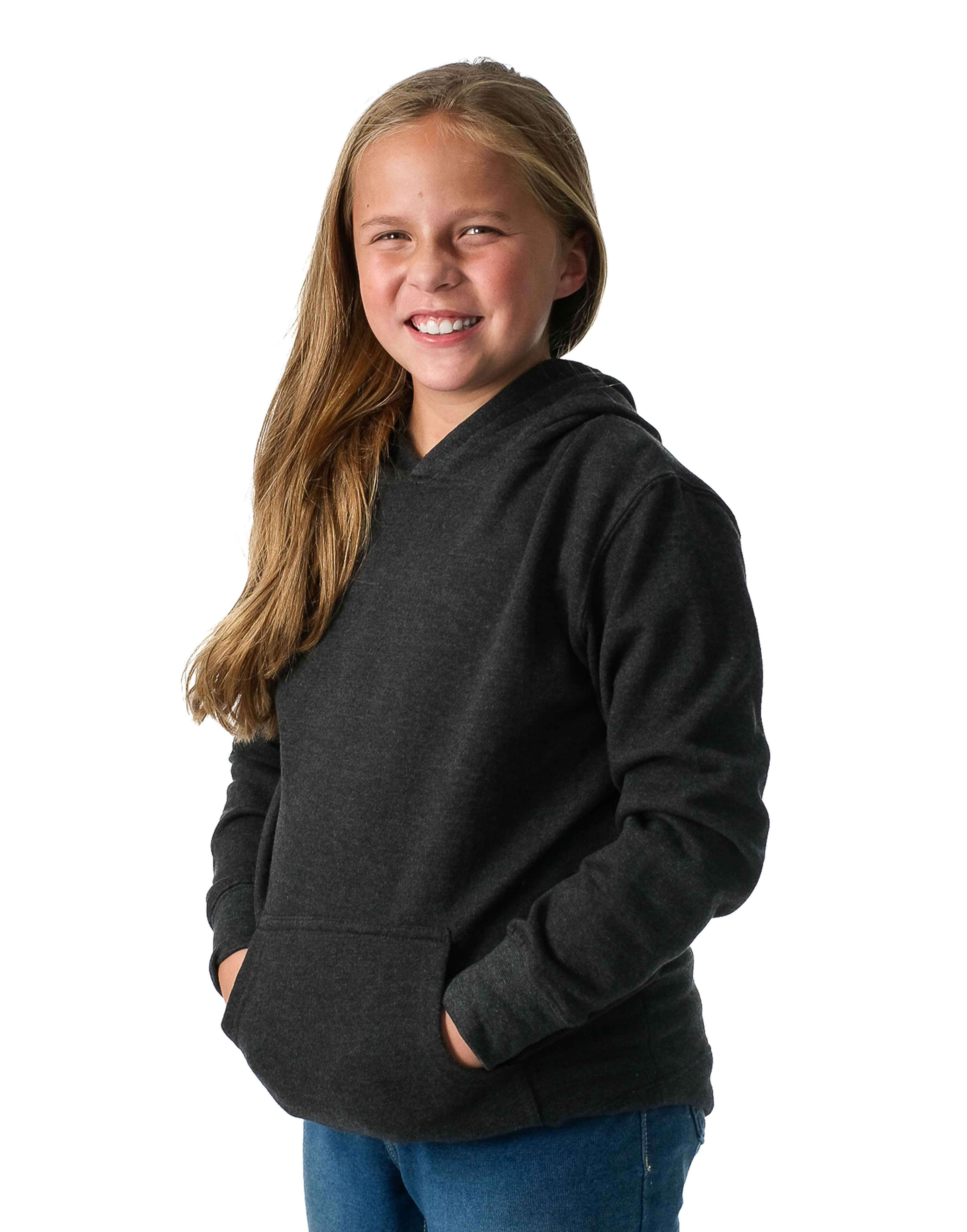 Youth Classic Pullover Hoodie Cotton-Poly Fleece Jersey-Lined Kangaroo Pocket