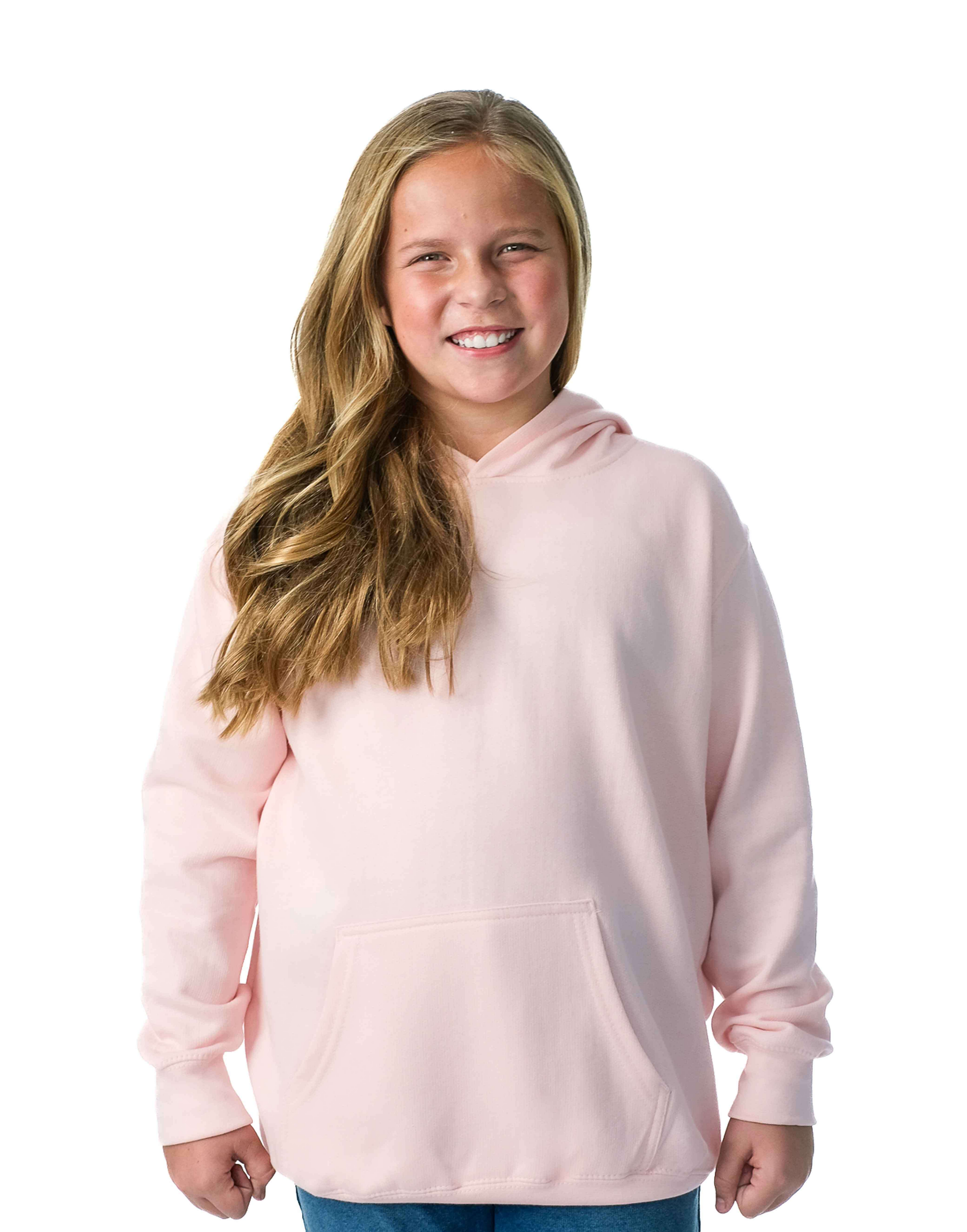 Youth Classic Pullover Hoodie Cotton-Poly Fleece Jersey-Lined Kangaroo Pocket