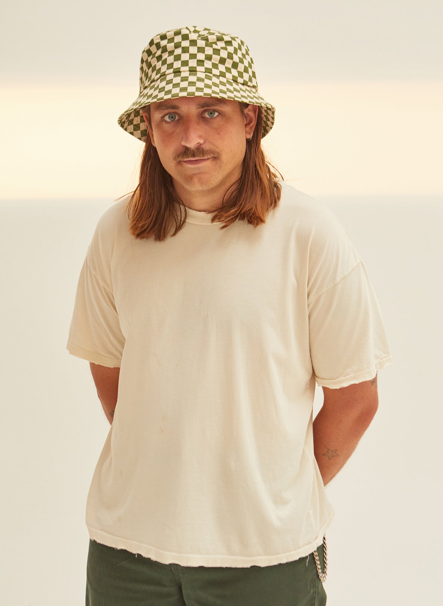 Vintage Checkerboard Cotton Twill Bucket Hat - One Size Fits All