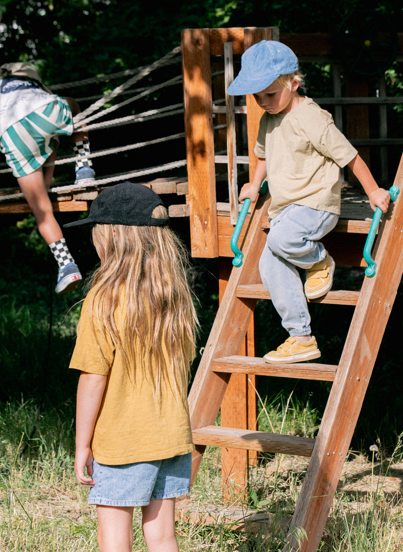 Kids Corduroy Field Trip Hat Adjustable Brass Strap 5-Panel