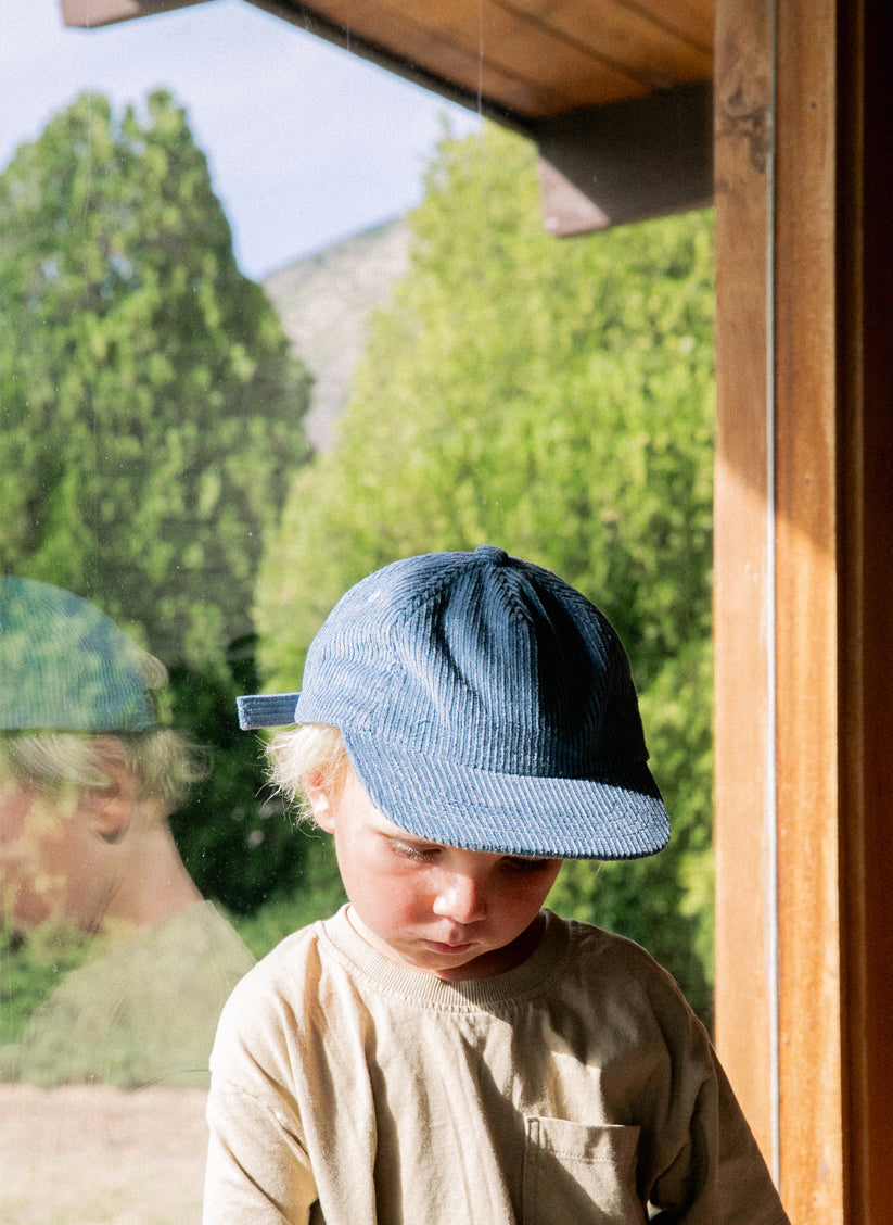 Kids Corduroy Field Trip Hat Adjustable Brass Strap 5-Panel