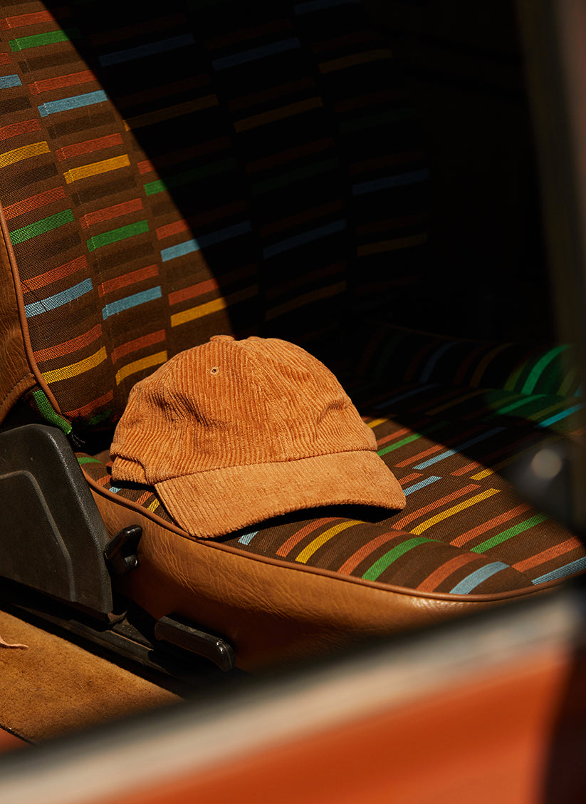 Corduroy Unstructured Dad Hat with Curved Brim and Brass Clasp