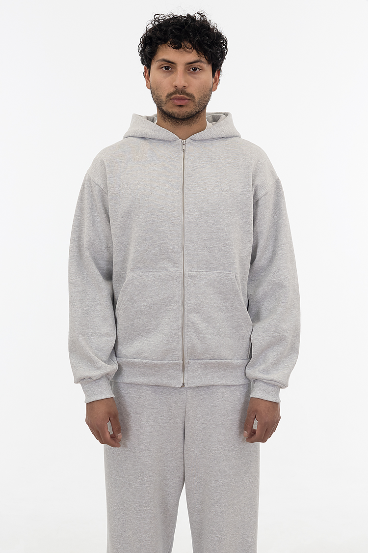 Premium Heavyweight 14oz Full-Zip Fleece Hoodie Loose Fit with Kangaroo Pocket