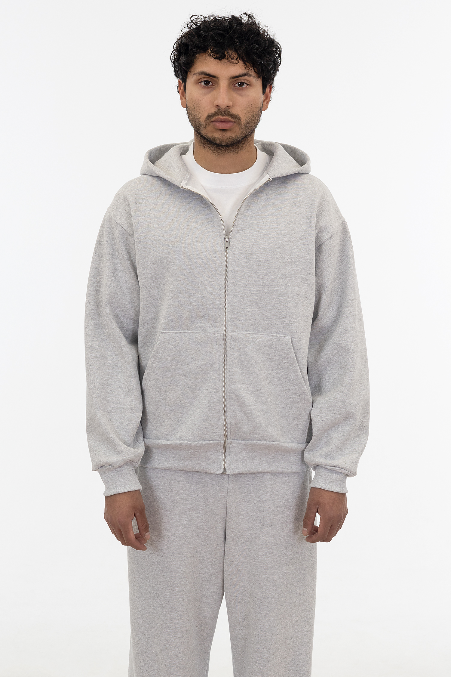 Premium Heavyweight 14oz Full-Zip Fleece Hoodie Loose Fit with Kangaroo Pocket
