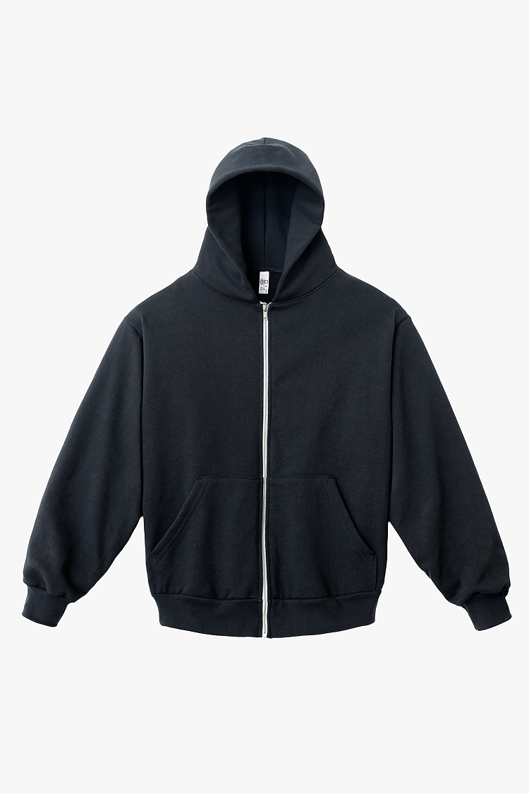 Premium Heavyweight 14oz Full-Zip Fleece Hoodie Loose Fit with Kangaroo Pocket