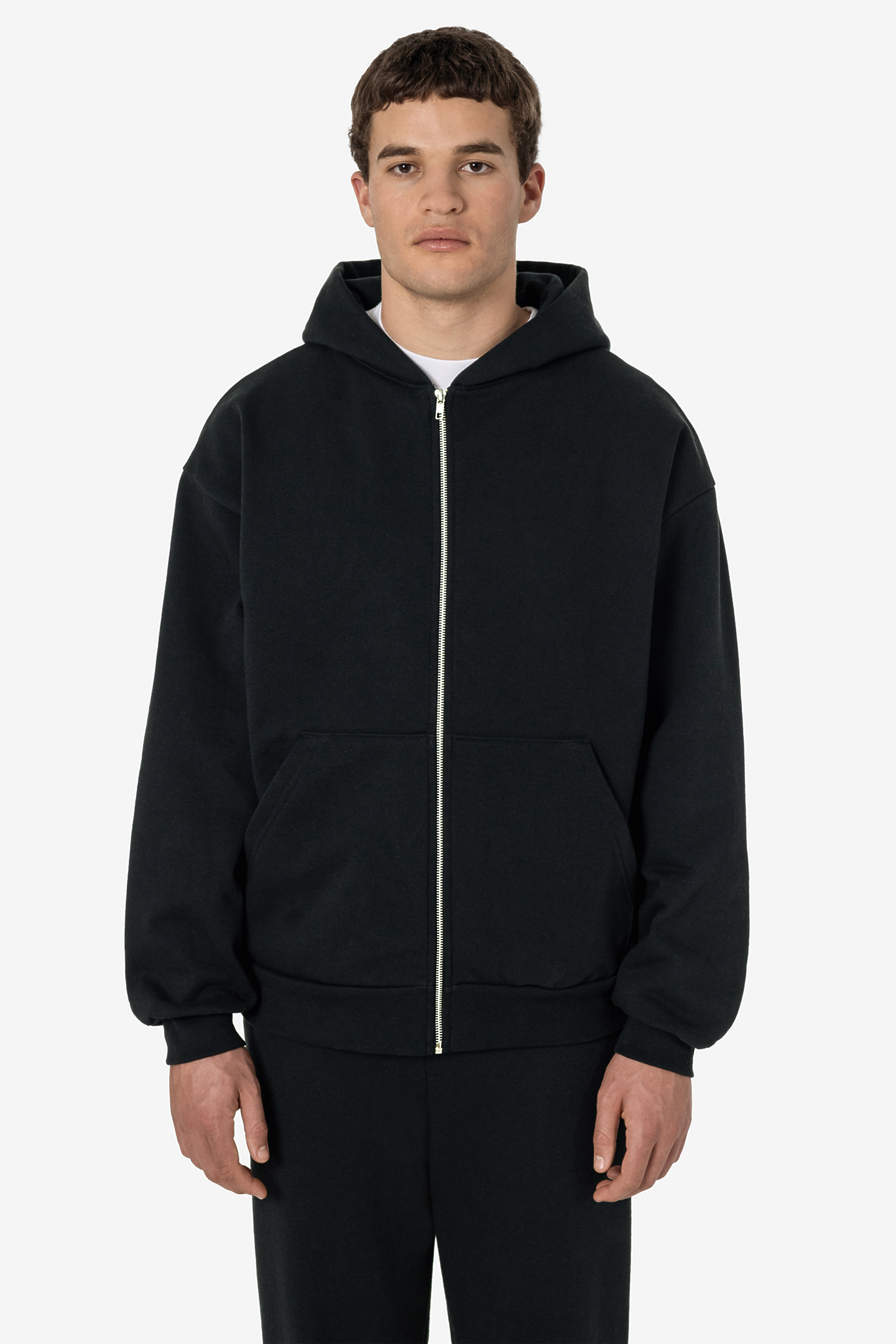 Premium Heavyweight 14oz Full-Zip Fleece Hoodie Loose Fit with Kangaroo Pocket