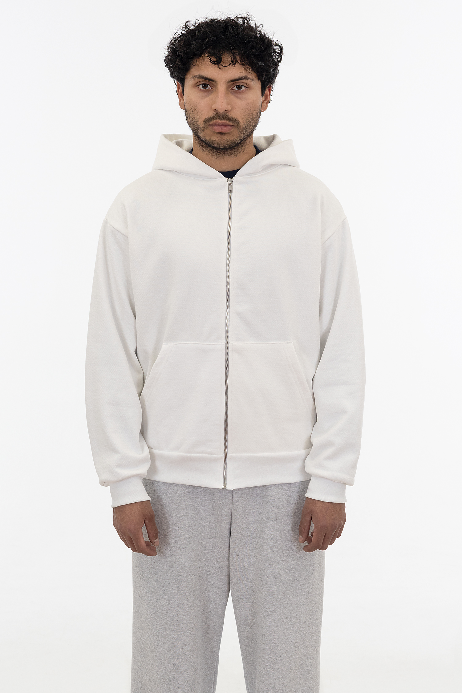 Premium Heavyweight 14oz Full-Zip Fleece Hoodie Loose Fit with Kangaroo Pocket