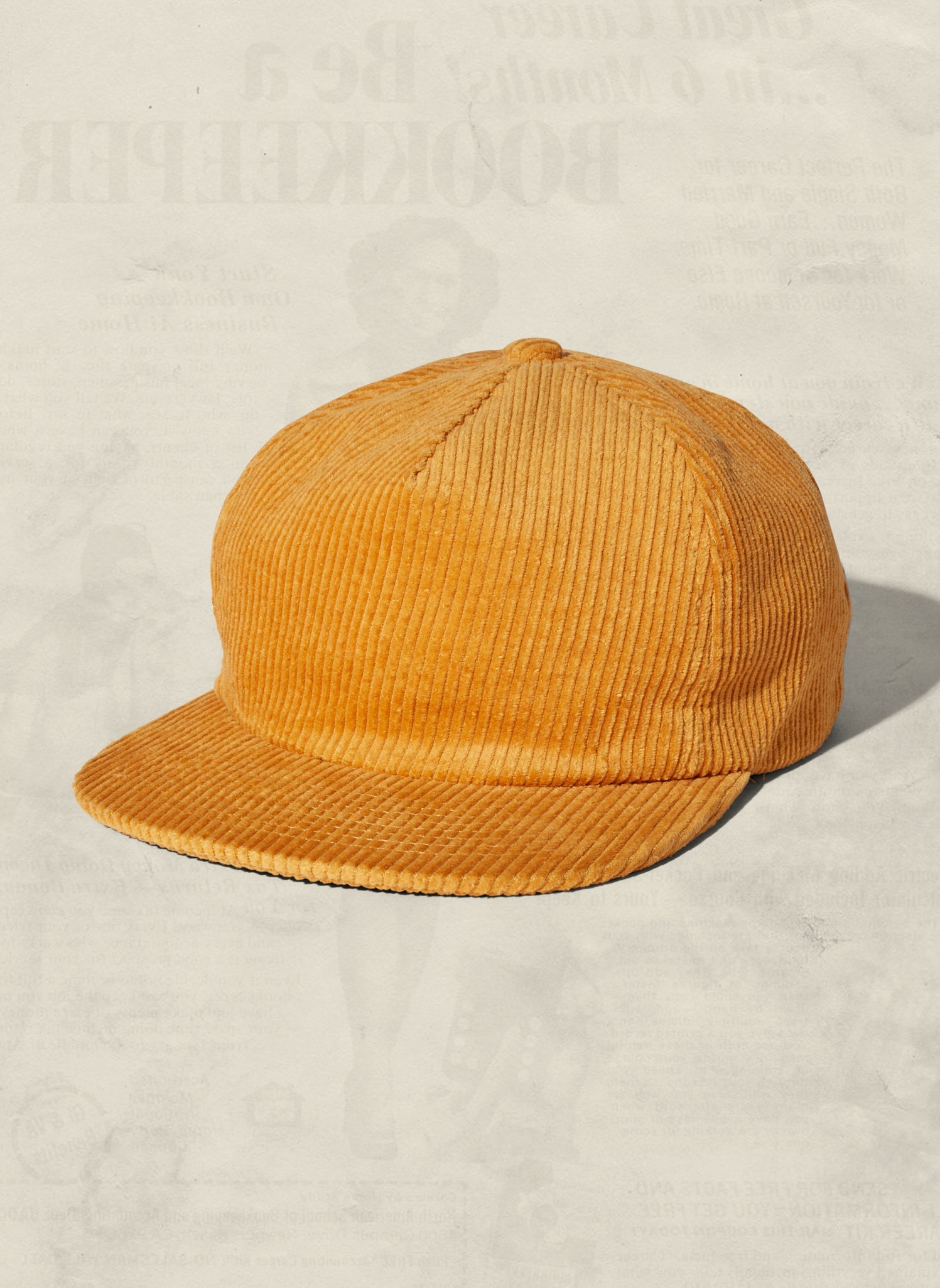 Kids Corduroy Field Trip Hat Adjustable Brass Strap 5-Panel