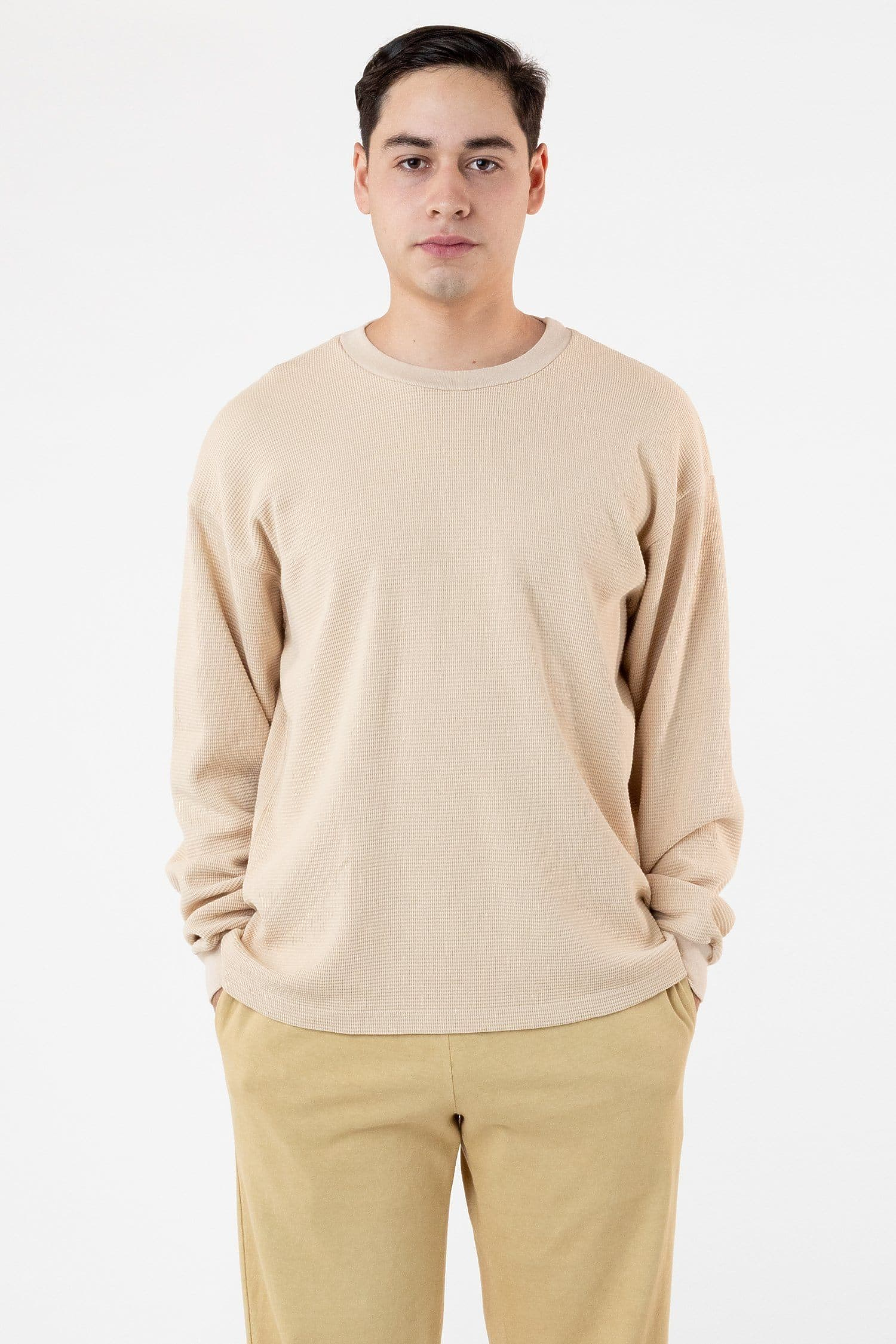Heavyweight Garment-Dyed Unisex Thermal Crew Neck Long Sleeve Shirt