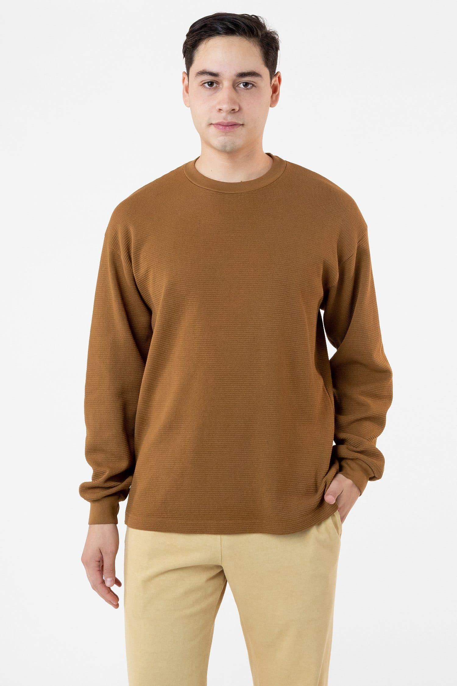 Heavyweight Garment-Dyed Unisex Thermal Crew Neck Long Sleeve Shirt