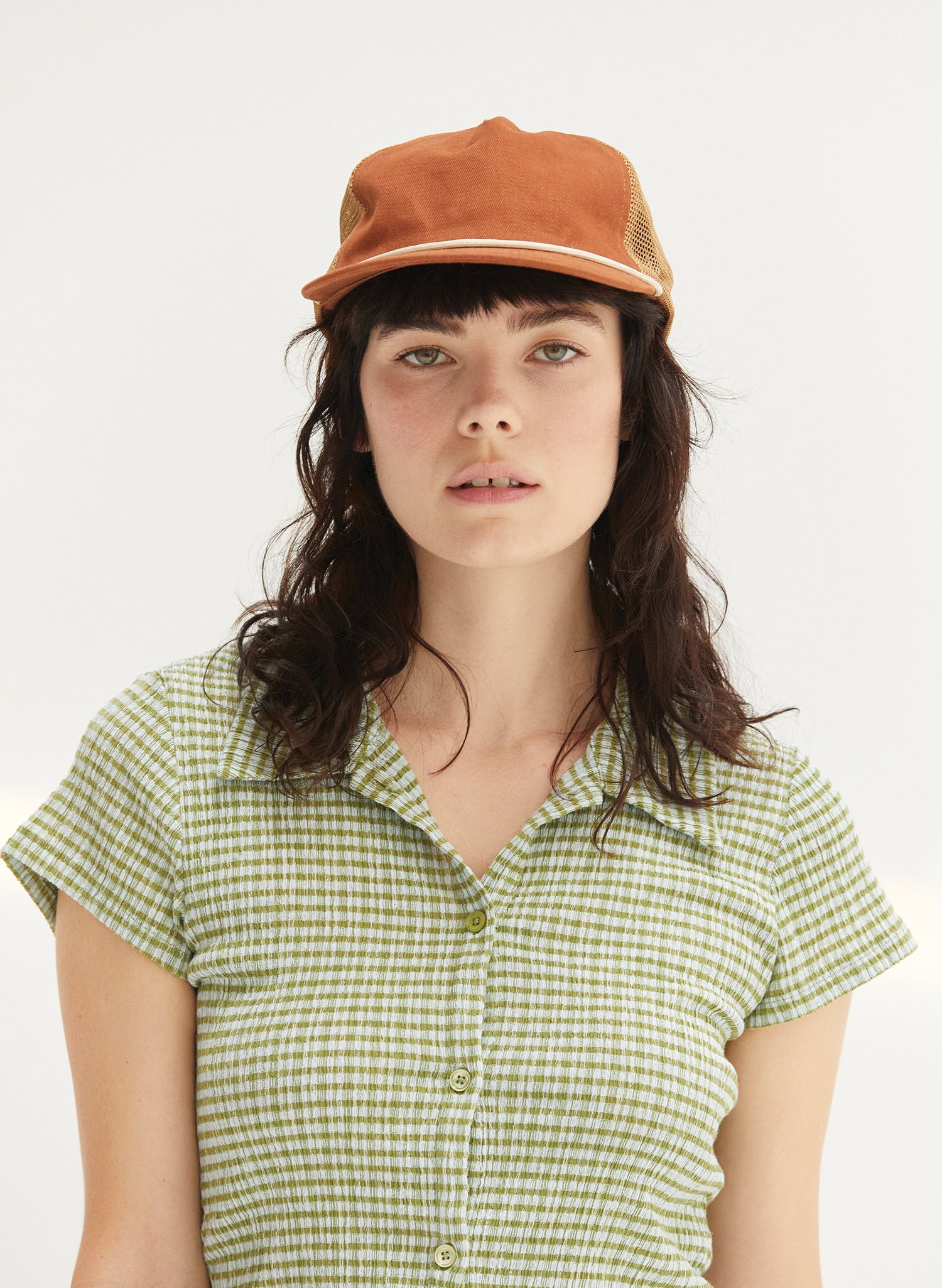 Brushed Cotton Rope Trucker Hat with Curved Brim Snapback