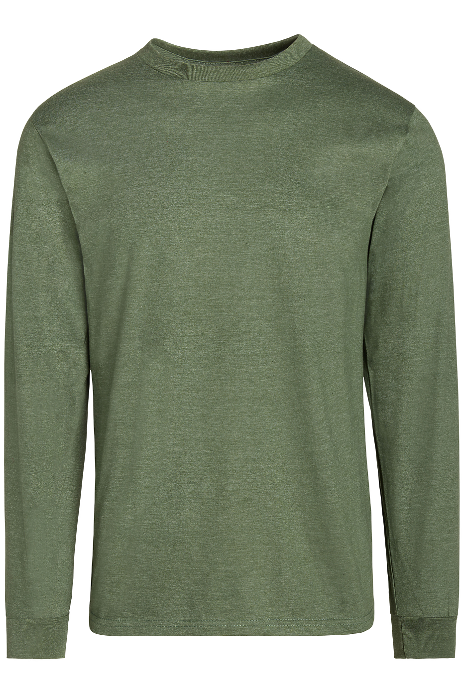 Premium Heather Long Sleeve Crew Neck Tee CVC Cotton-Poly Blend